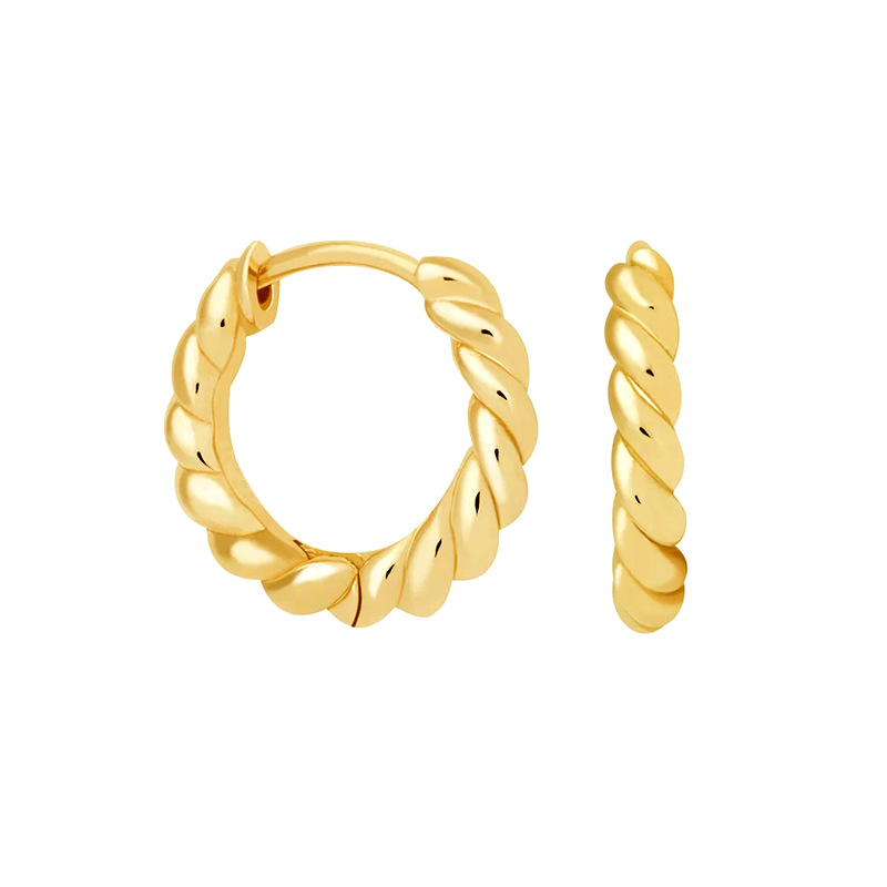 Korean Version Minimalist Twisted Twist Copper Gold-plated Earrings display picture 1