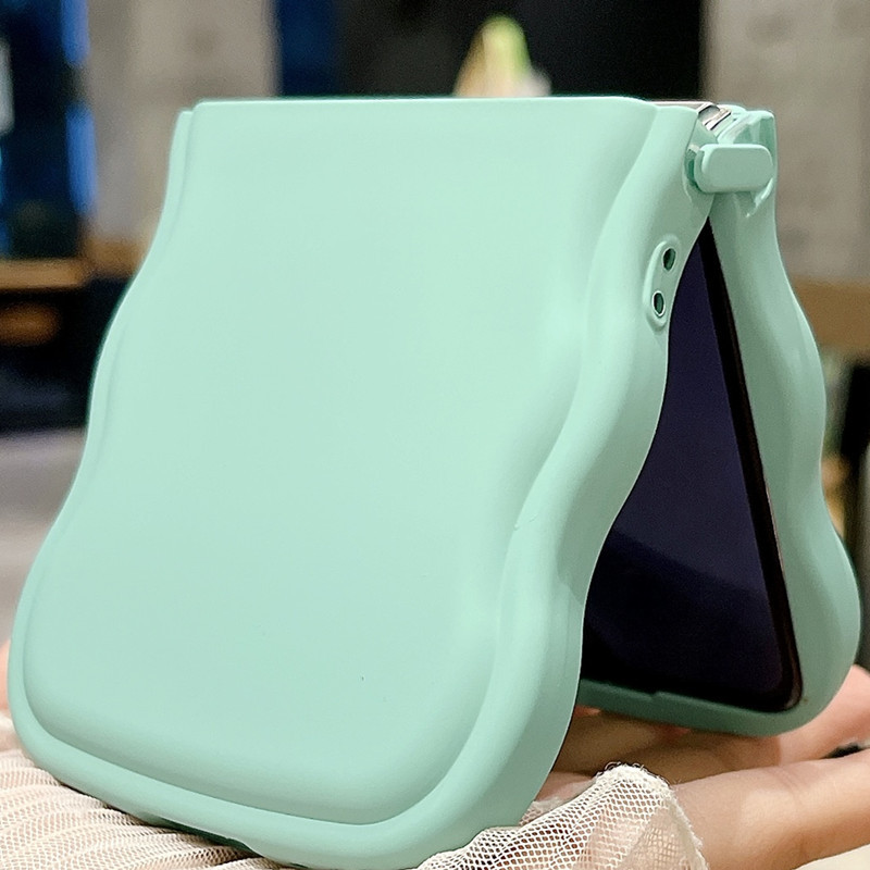 Suitable for Samsung Zflip6 Mobile Phone Case Zflip5 Liquid Z4 Oil Spray Z3 Niche Zflip7 Simple Pure Color Export