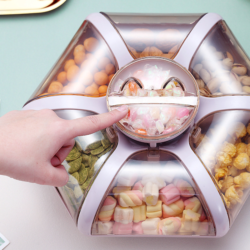 Creativa Casa de Prensa caja de fruta de loto caja de dulces de doble capa giratoria Malasia plato de fruta seca regalo de boda de la venta caliente