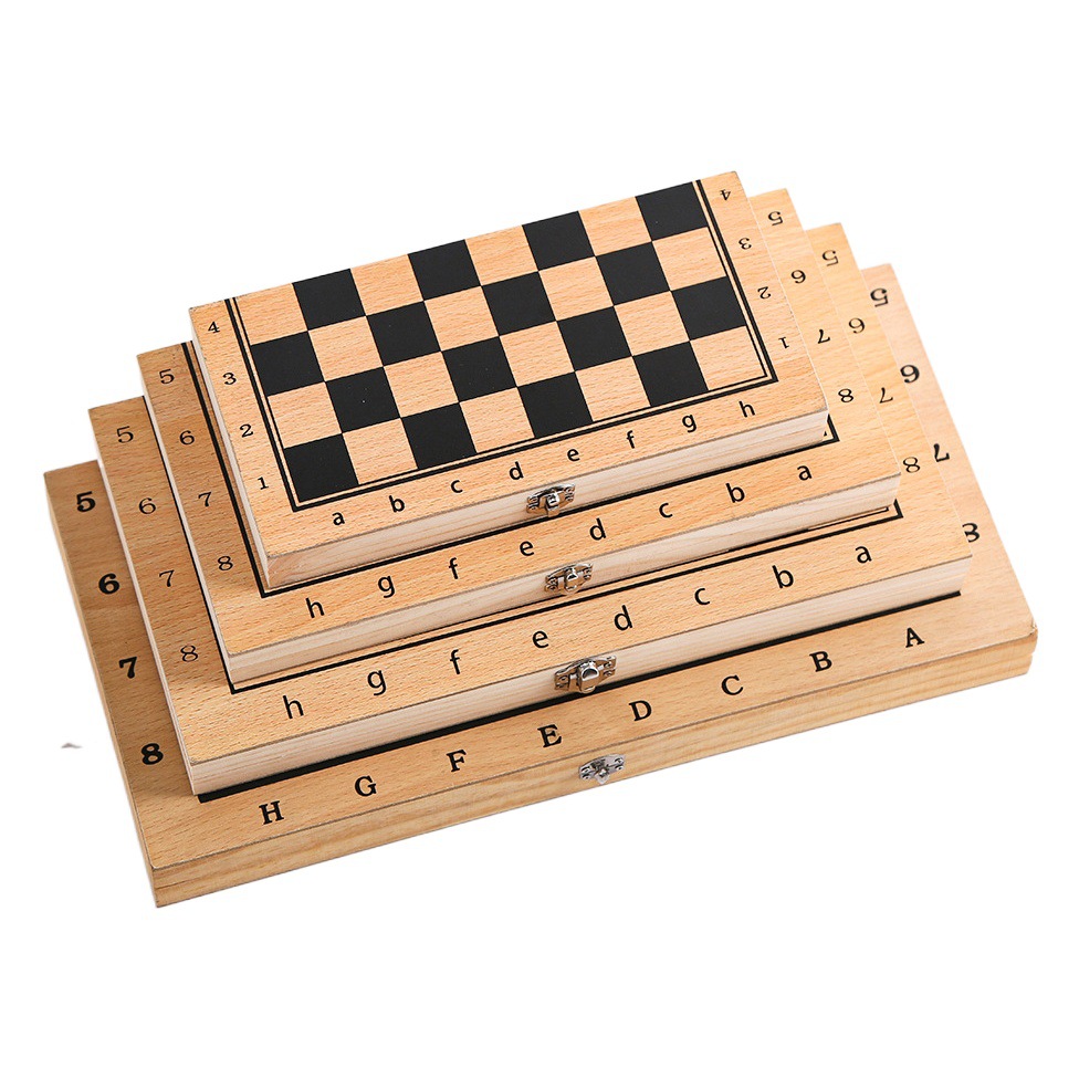 Cross-border wooden chess three-in-one folding chessboard children's educational toys chess and card entertainment board games wholesale