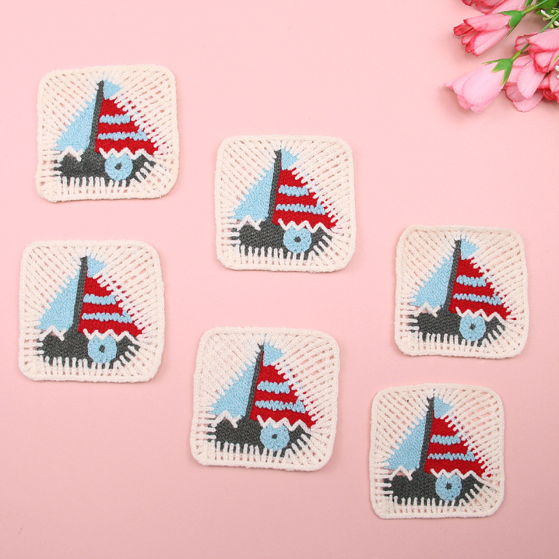 9.0CM imitation hand hook classic red and blue color sailing square DIYT shirt coat clothing pocket clothing accessories