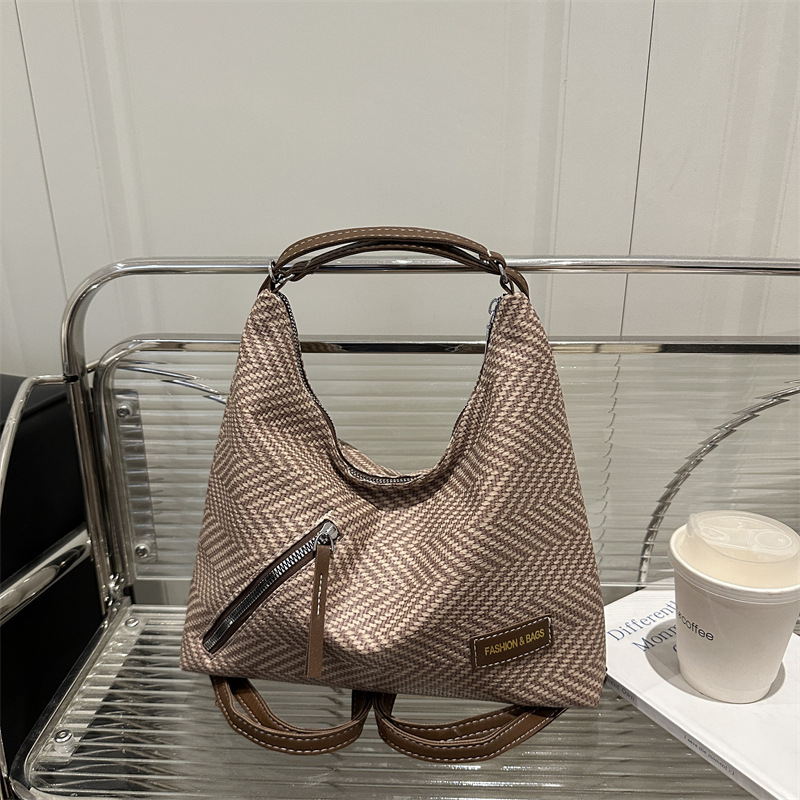 Woven Texture Straw Women's Shoulder Bag Stylish Crossbody Handbag_voghion.com