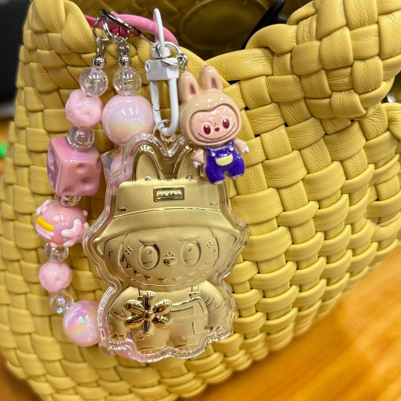純金 20mg ラブブ クリスタルボール キーホルダー カード 携帯電話チェーン バッグ ペンダント ビーズ チェーン アクセサリー 誕生日ギフト|undefined