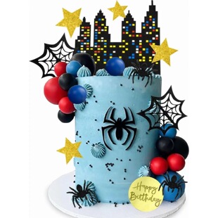 32 New Spider-Man Theme Party Cake Decoration Boy Birthday Decoration Spider Five-pointed Star Card