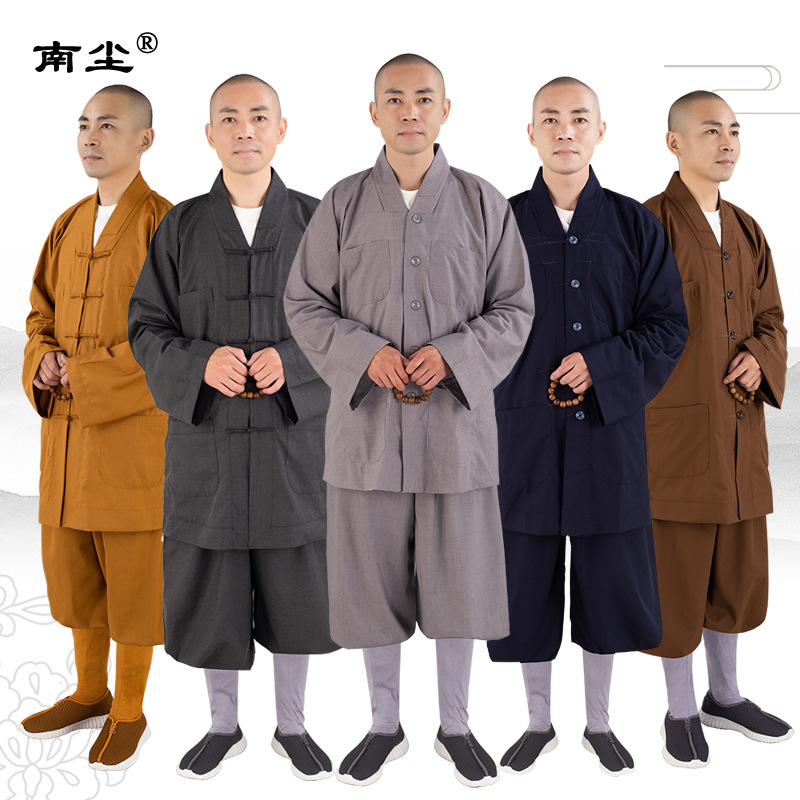 Jiyuan monk robe monk clothes short jacket monk person navy blue small jacket TR Luohan jacket men women summer layperson clothing