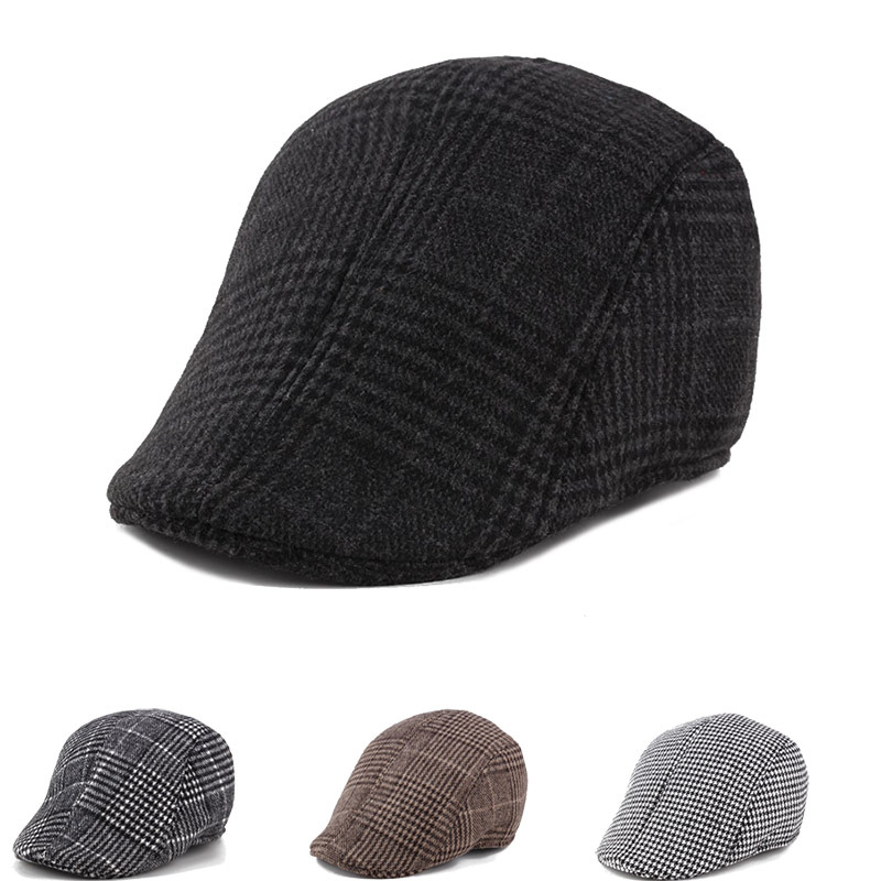 Otoño y invierno gorra de lengua de pato gran placas de la boina de la cabeza gorra de hombre de mediana edad gorra abuelo gorra de invierno