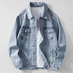 アメリカンデニムジャケット男性春秋タイプのファッションブランドのゆるいレトロなコート男性秋の襟のカジュアルで格好いい服