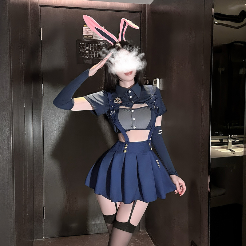 Jinxiu Sexy Lingerie Role Play Judy Rabbit Police Officer Playful Girl Uniform Zootopia Suit Skirt