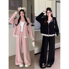 欧洲站秋冬韩版宽松休闲套装女胖MM大码显瘦卫衣阔腿裤时尚两件套