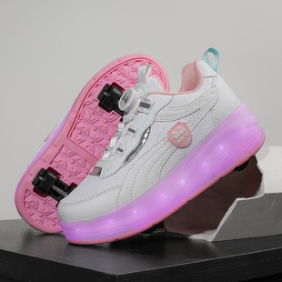 Small four-wheel with light heelloo shoes 2024 youth skates roller shoes (pink size only 28-40)