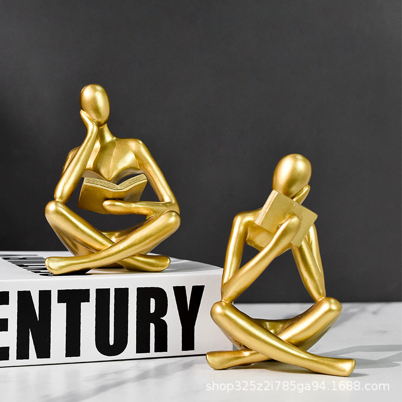 New Creative Abstract Character Reading Thinker Ornaments Living Room Study Wine Cabinet Jewelry Crafts Resin Ornaments