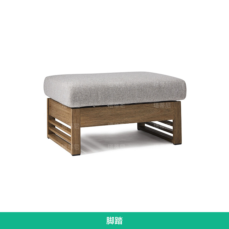 Conjunto de muebles de teca para exteriores, resistentes al agua y a los rayos UV, para sofá de jardín, patio, terraza, balcón, villa, con mesa de centro.