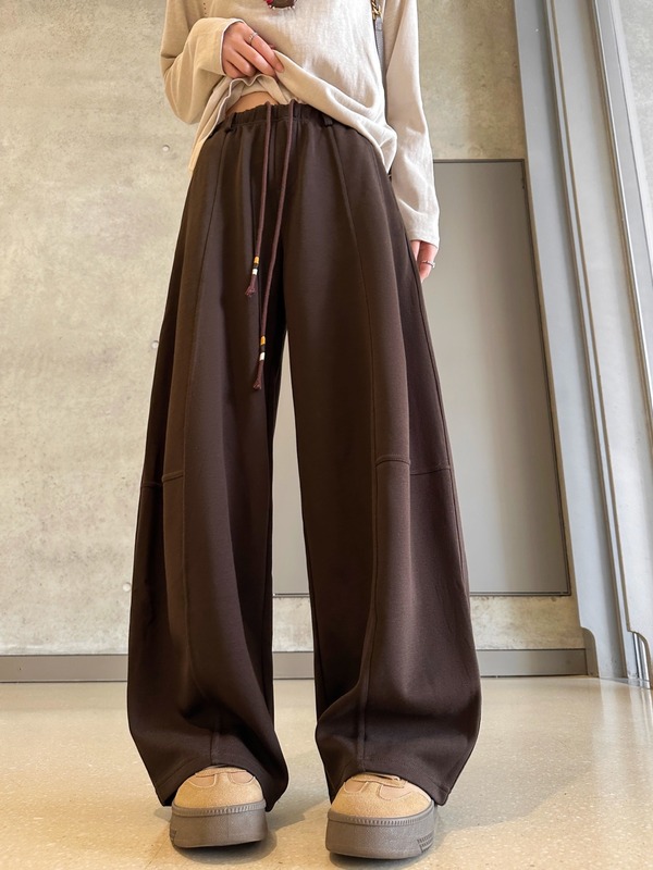 美式休闲弯刀裤女2025秋季新款高腰显瘦运动裤宽松直筒垂感阔腿裤|undefined