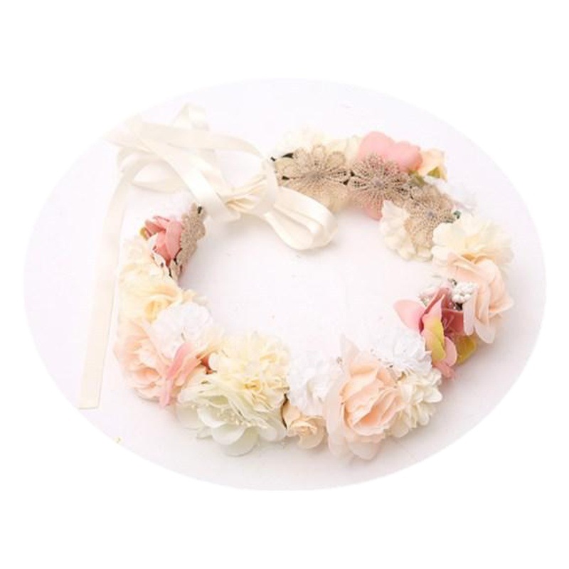 Cross-Border Silk Flower Wreath Headpiece for Brides, Bridesmaids, Flower Girls, Photo Shoot Accessories, Romantic Hair Accessories, Handmade