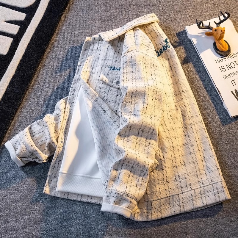 High-end, stylish plaid jacket for men, suitable for spring and autumn, loose-fitting casual jacket (own design) #XXF002