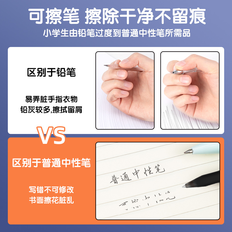 La fuerza borrable bolígrafo neutro de 0.5 mm tipo pulsante azul negro cristalino escribir errores borrable papelería al por mayor GT7