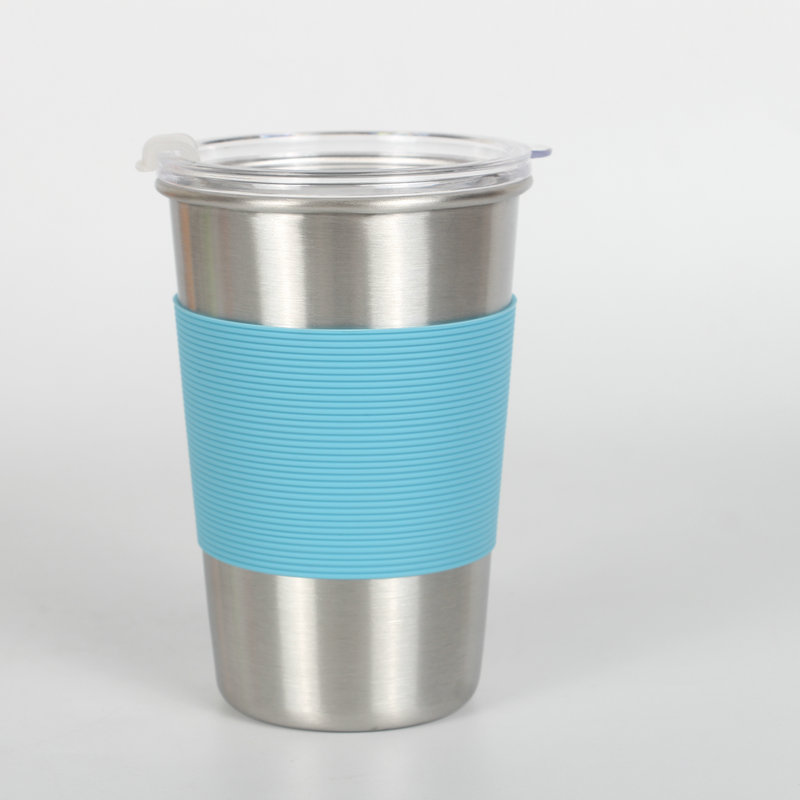 304ステンレスカップシリコンカップ付きプラスチック蓋コーヒーカップ飲料ミルクカップ|undefined