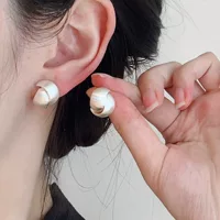 Серебряные серьги 925 пробы, ретро матовые, двойная С-образная форма, универсальные, тренд 2024