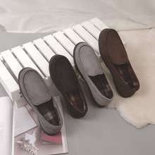 新款男士秋冬码线仿皮绒格子外贸亚马逊居家鞋乐福鞋包子鞋