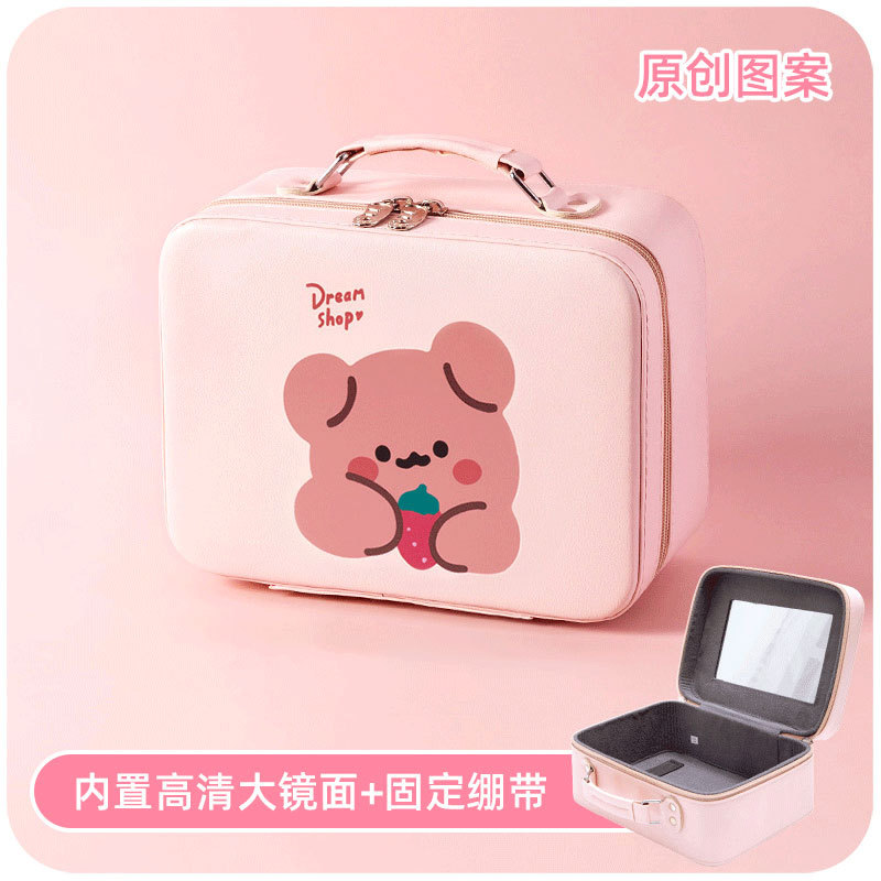 Pink strawberry bear large mirror