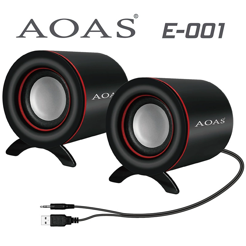 Компьютерные колонки (AOAS) E-001, проводная USB мини-стерео, компактный настольный набор с 360° звуком