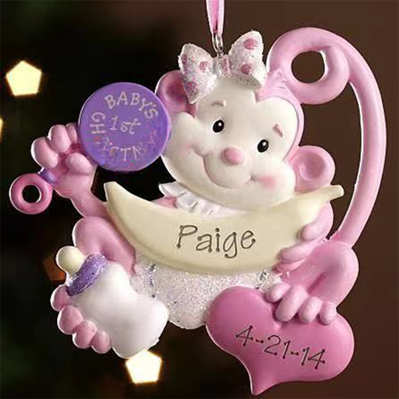 Zibi 2026 Cross-Border Christmas DIY Name Blessings Pink Monkey Resin Christmas Pendant Home Decoration Zibi 2026 Cross-Border Christmas DIY Name Blessings Pink Monkey Resin Christmas Pendant Home Decoration