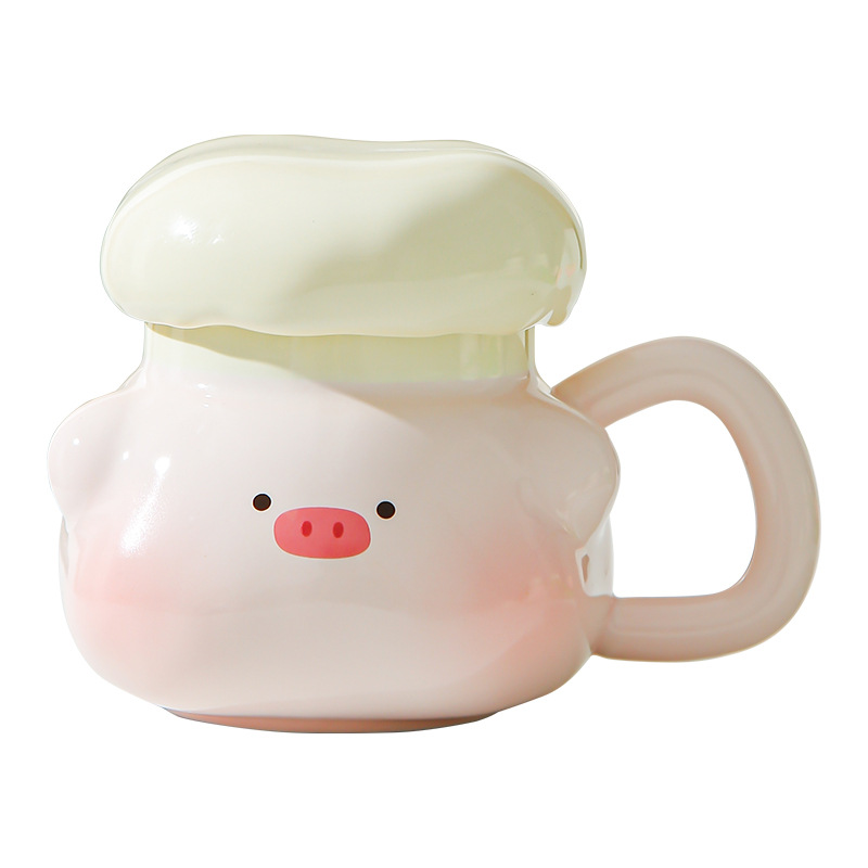 Doll cute cerámica taza de regalo de cumpleaños para chicas estudiantes regalo de mano pareja taza de cerámica con tapa