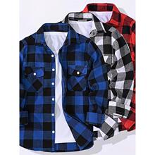 O 16183 Flannel plaid men's long shirt ĥë������ʿ�������