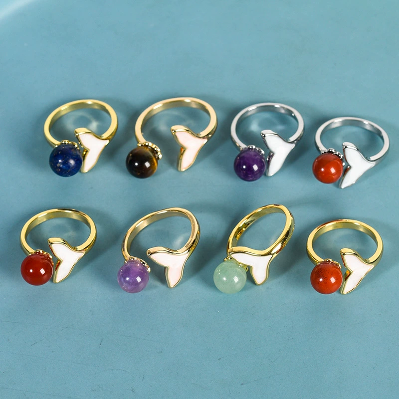 Natural water, crystal, natural ore, round beads, ring with stone jade handmade, accessory, wholesale