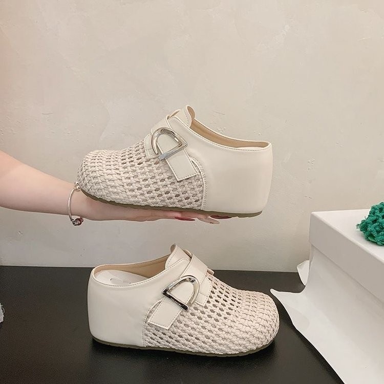 Baotou hueco de fondo grueso medio zapatillas para mujeres 2026 nuevo pedazo de zapatillas frescas Bocken 9CM altura mueller zapatillas