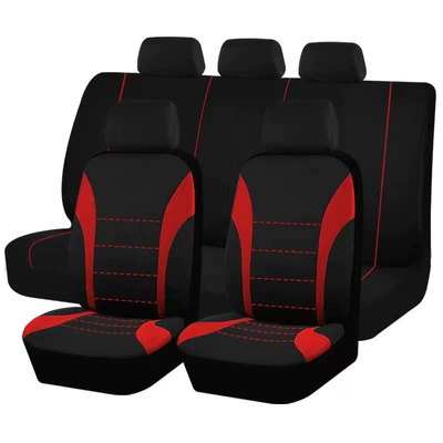 Cross-Border Hot-Selling Elastic Fabric Single-Line Waistline Universal Car Seat Cover Amazon Temu Meike Duo (Universal seat cover) - red-2-piece-set-single-seat