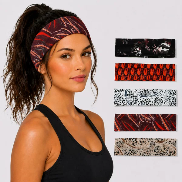Personalized Abstract Leopard Print Headband, High-Elastic Fabric Yoga Hairband, European and American Women's Fitness Face-Washing Hair Accessory