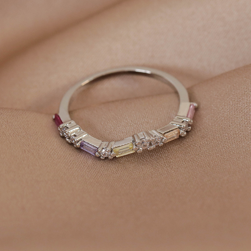 4g Weight Rhinestones Inlay Material Rings Classification Copper Simple Style Classic Style Inlay Color Block Rhinestones Rings