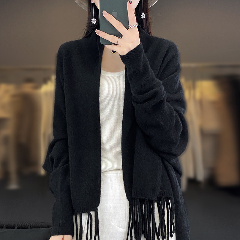 秋冬の新型100純ウールのストールの女性の長袖はゆったりしています。|undefined
