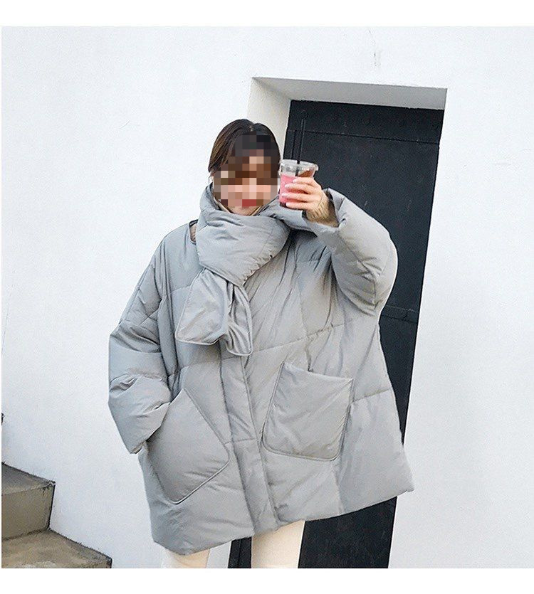 Women's Mid-length Down Jacket Loose Fit Stylish Korean Winter Coat_voghion.com