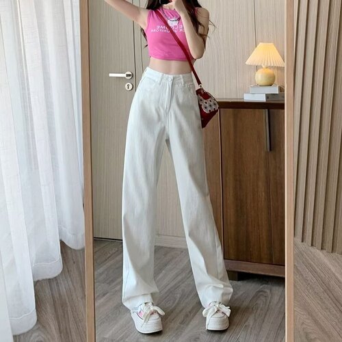2026 Summer New Texture Bamboo Node Design Women's Trendy Brandy Drooping White High-End Casual Pants