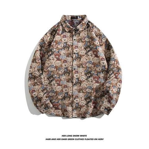 Camisa de manga larga bordada tejida retro japonesa hombres vintage barroco étnico suelto casual otoño e invierno abrigo de pareja