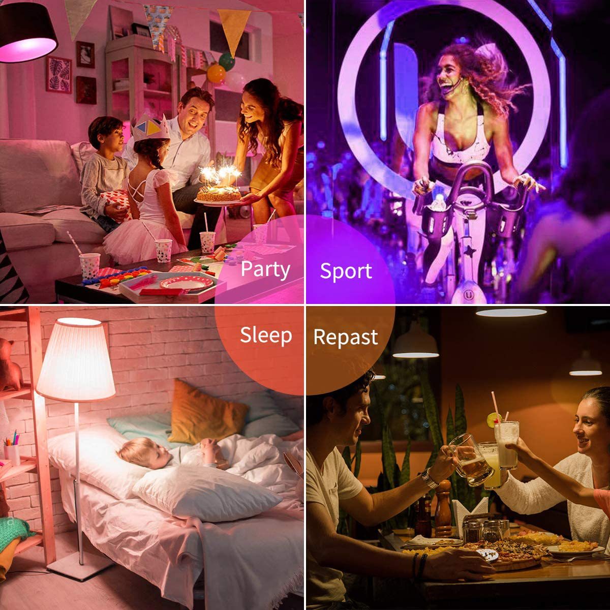 LED RGB de control remoto bombilla de siete colores 9-nivel de brillo 16-color ambiente ajustable para la celebración del Festival para Amazon