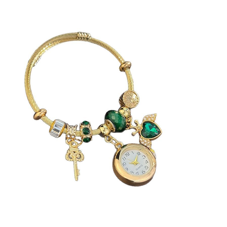 Heart Shaped Key Pendant Quartz Watch Alloy Stainless Steel Best Friend Bracelet Women's Fashion Jewelry Accessory_voghion.com