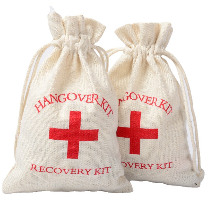 专供跨境现货 十字架棉麻袋束口棉布袋 涑口宿醉棉布包棉抽绳袋