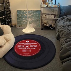 Amazon ラウンドレコードカーペットクリスタルベルベットリビングルームソファコーヒーテーブルブランケット寝室滑り止めと汚れにくいベッドサイドブランケットフットパッド