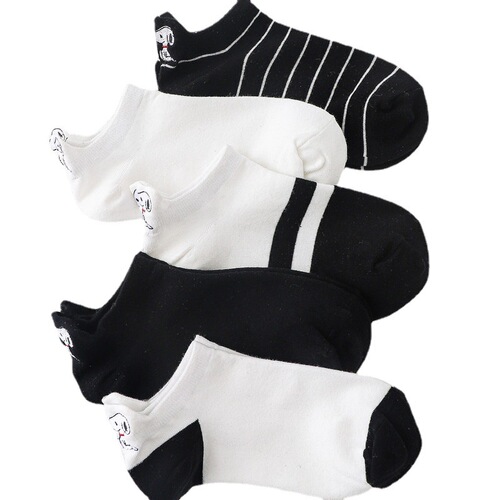 Spring and Summer New Arrival Children's Embroidered Snoopy Cartoon Boat Socks, Cute Puppy Trendy Personalized Women's Cotton Socks Wholesale