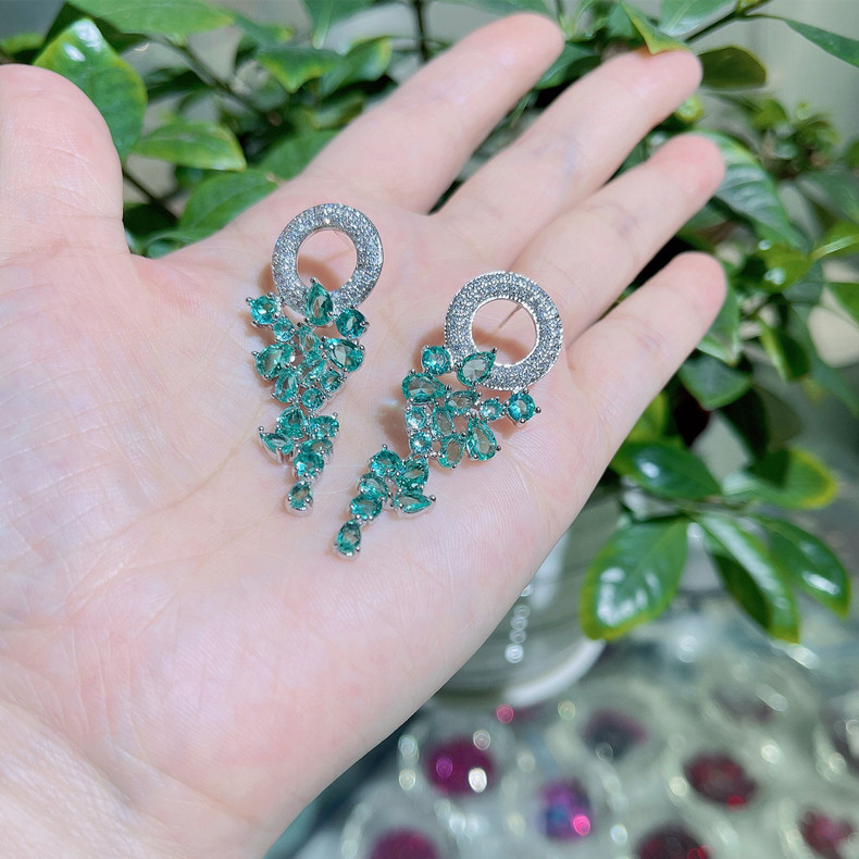Drop Earrings Classification 1 Pair Quantity Banquet Occasion 1 Pair Luxurious Geometric Plating Inlay Copper Zircon White Gold Plated Drop Earrings
