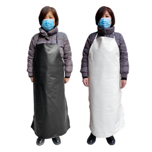 Extra large black leather apron kitchen waterproof oil-proof acid and alkali-resistant black white food factory slaughter house soft Pu apron