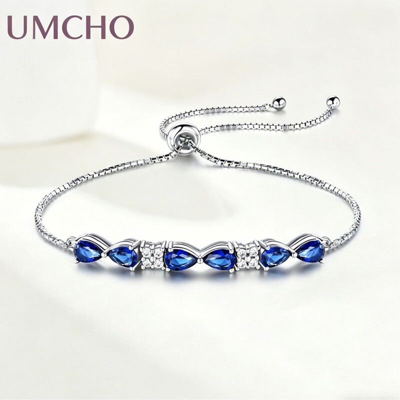 Wholesale European and American cross-border S925 sterling silver blue sapphire box chain adjustable 3.0 tennis bracelet women's jewelry
