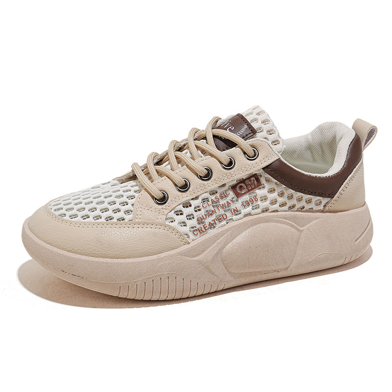 White Breathable Women's Trainers Casual Mesh Platform Shoes_voghion.com