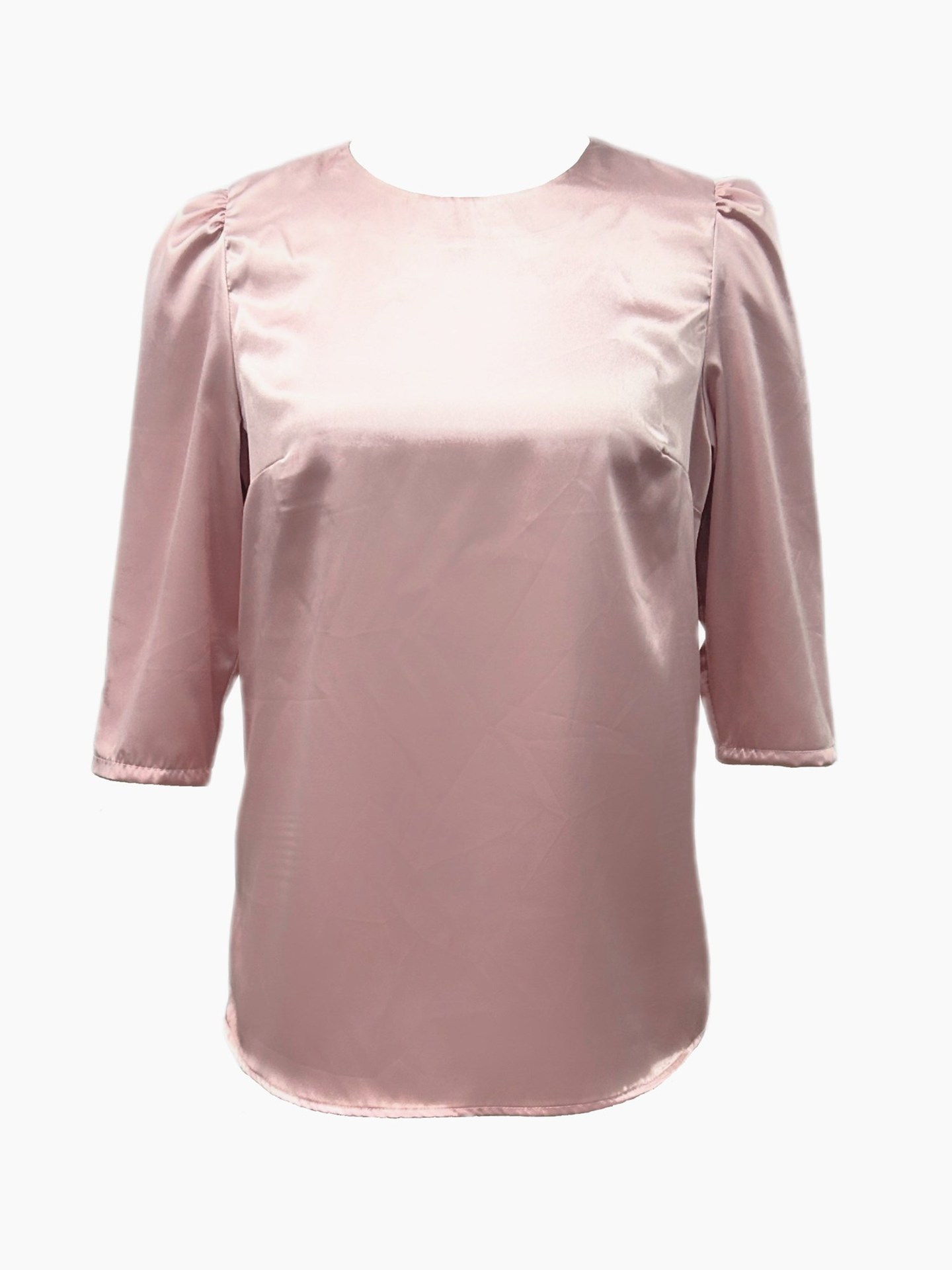 Slim Fit Type Solid Color Pattern Summer, Spring, Autumn Season Wholesale Women's Elegant Solid Color 3/4 Length Sleeve Button Blouses