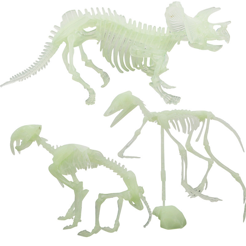 Simulación educativa para niños dinosaurio luminoso esqueleto modelo arqueológico juguete DIY ensamblado a mano fósil dinosaurio animal