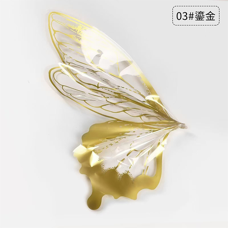 Nuevo día de San Valentín mariposa de cristal en forma de papel de embalaje impermeable material transparente red de alas de sangrana papel de envoltura de flores