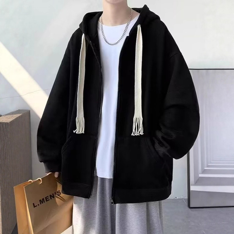 Trendy Loose-Fitting Oversized Couple Sweatshirt Cardigan for Men and Women, Spring and Autumn Ins Style, Versatile Student Hooded Jacket